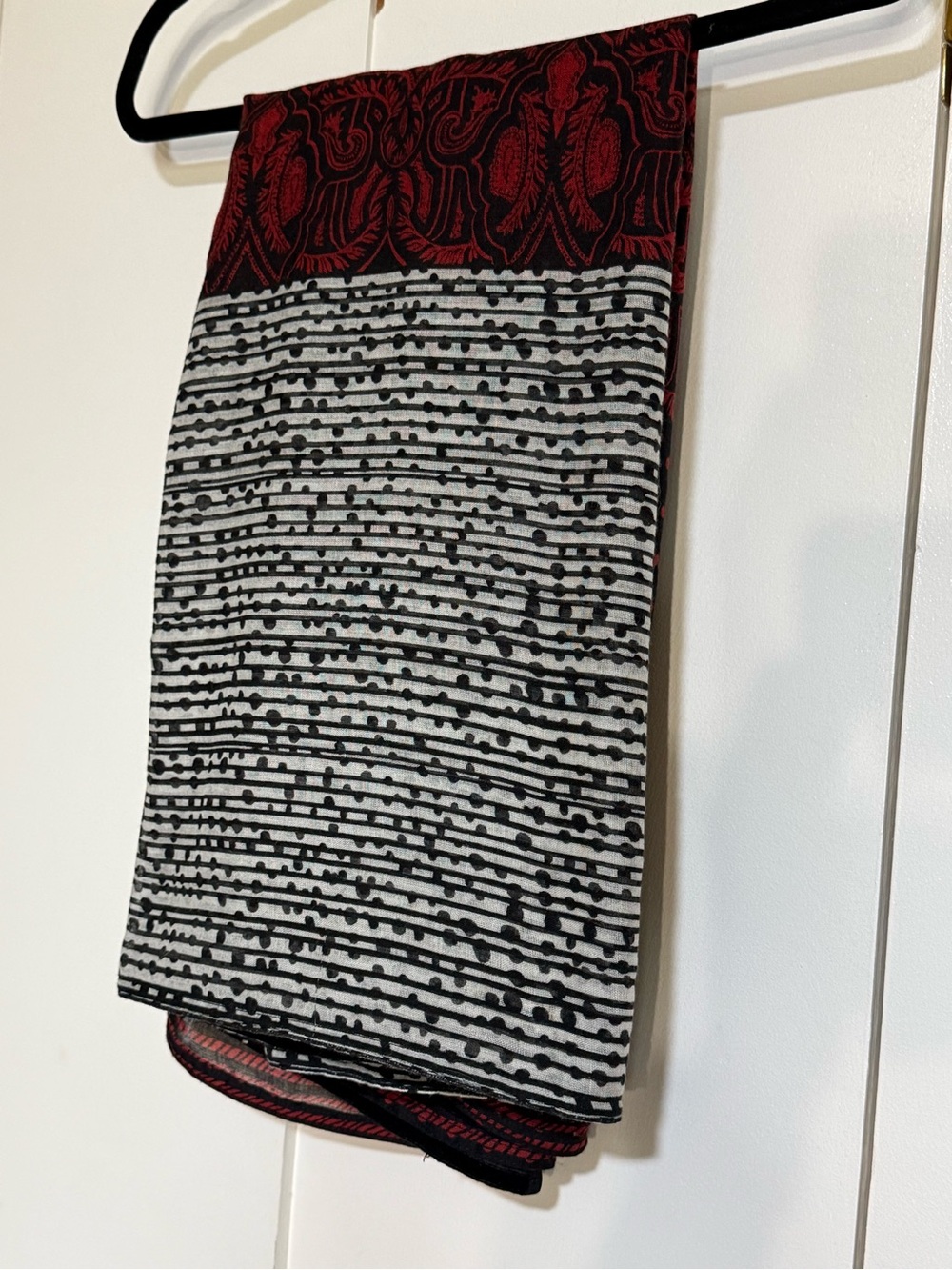 BP Boho Mixed Print Lightweight Scarf Wrap Shawl Black Red Ivory - Picture 7 of 15